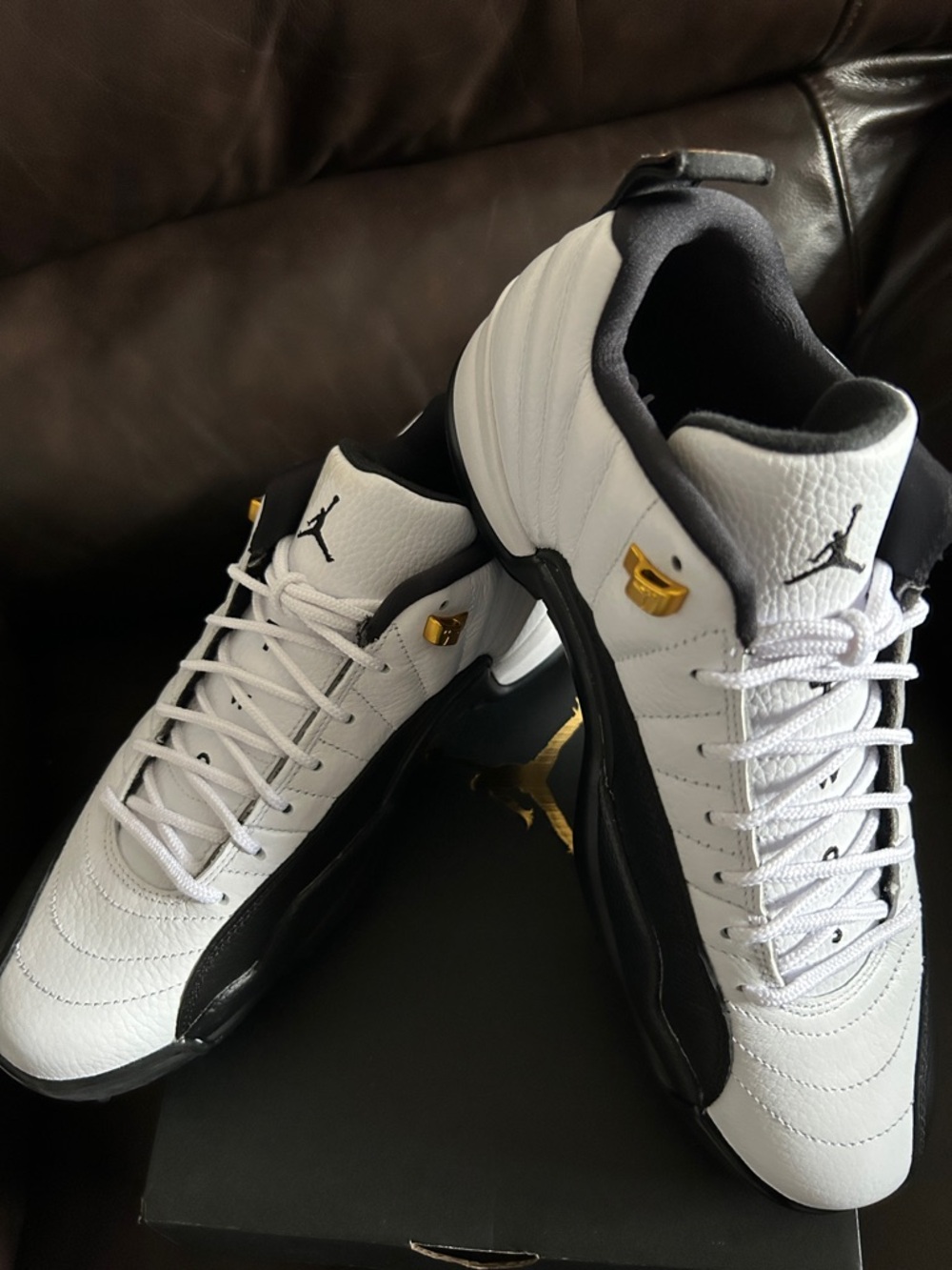 Jordan White Black Spiked Golf Sneakers with Gold Accents